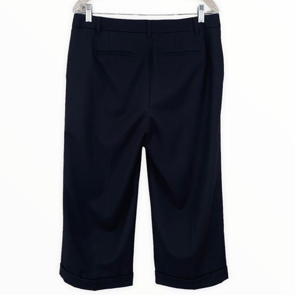 Talbots Italian Flannel Classic Black Cropped Cuffed Wool Pant Size 10 - Picture 3 of 7